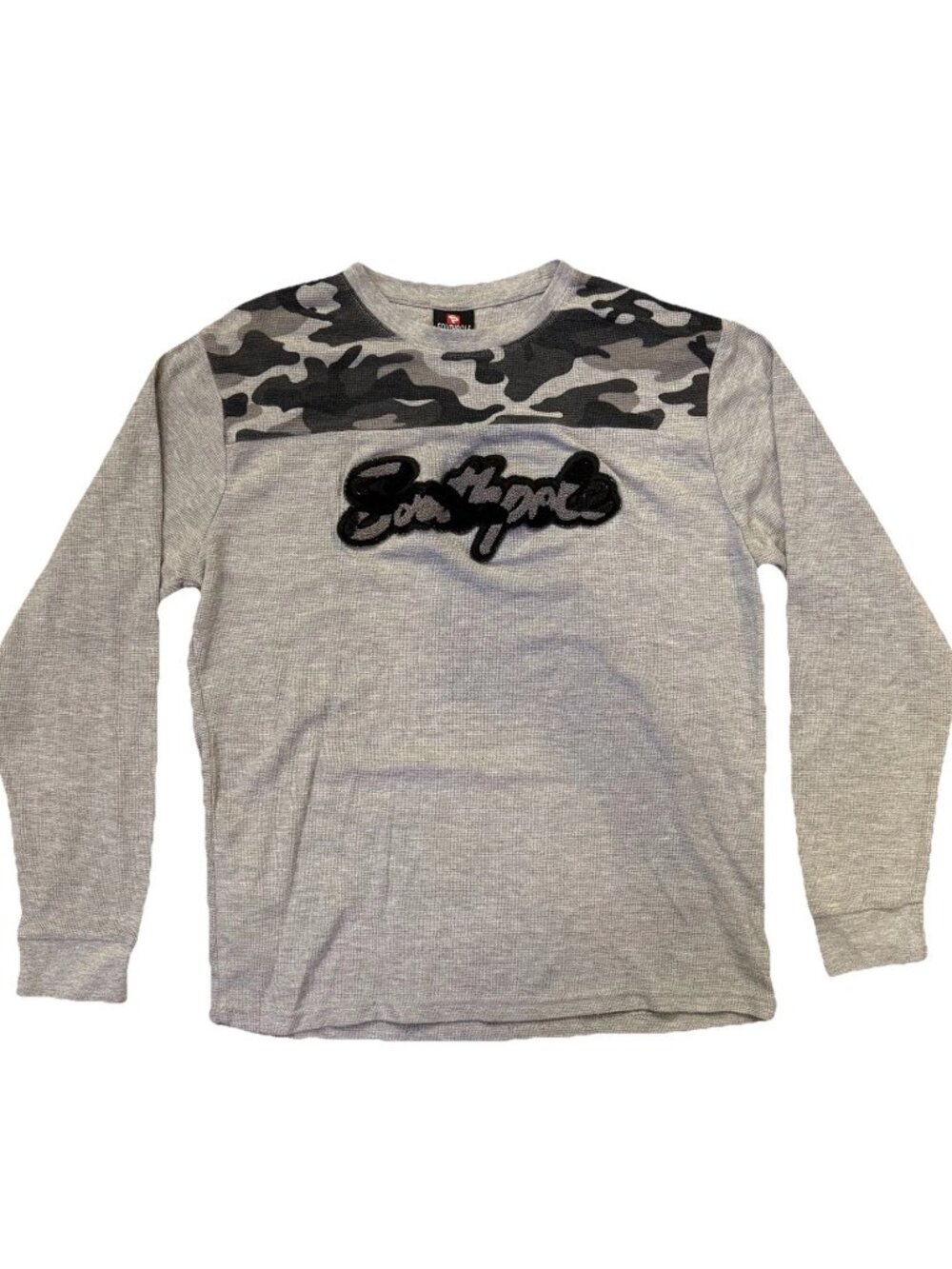 Y2K VTG South Pole Thermal Long Sleeve Mens L Gray Embroidered Crew Neck Skater